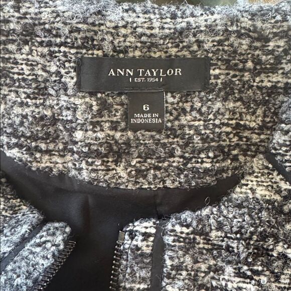 Ann Taylor Chic Black/Gray Wool Blend Tweed Jacket Blazer Career Women’s Size 6 - Picture 9 of 14